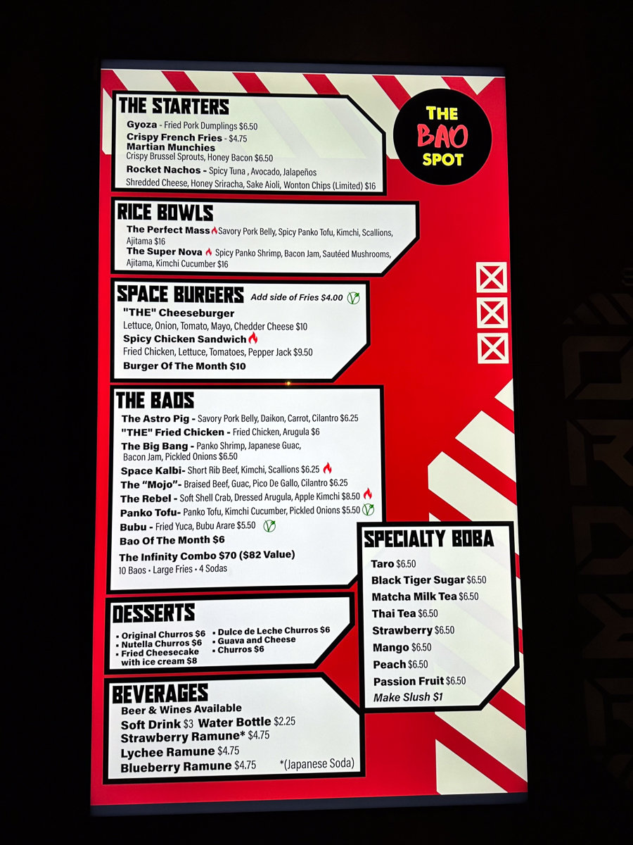 red and white digital menu